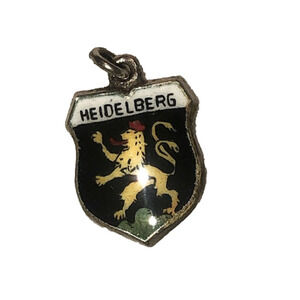 VTG 800 Silver & Enamel Heidelberg Travel Sheild Souvenir Charm Bracelet Charm